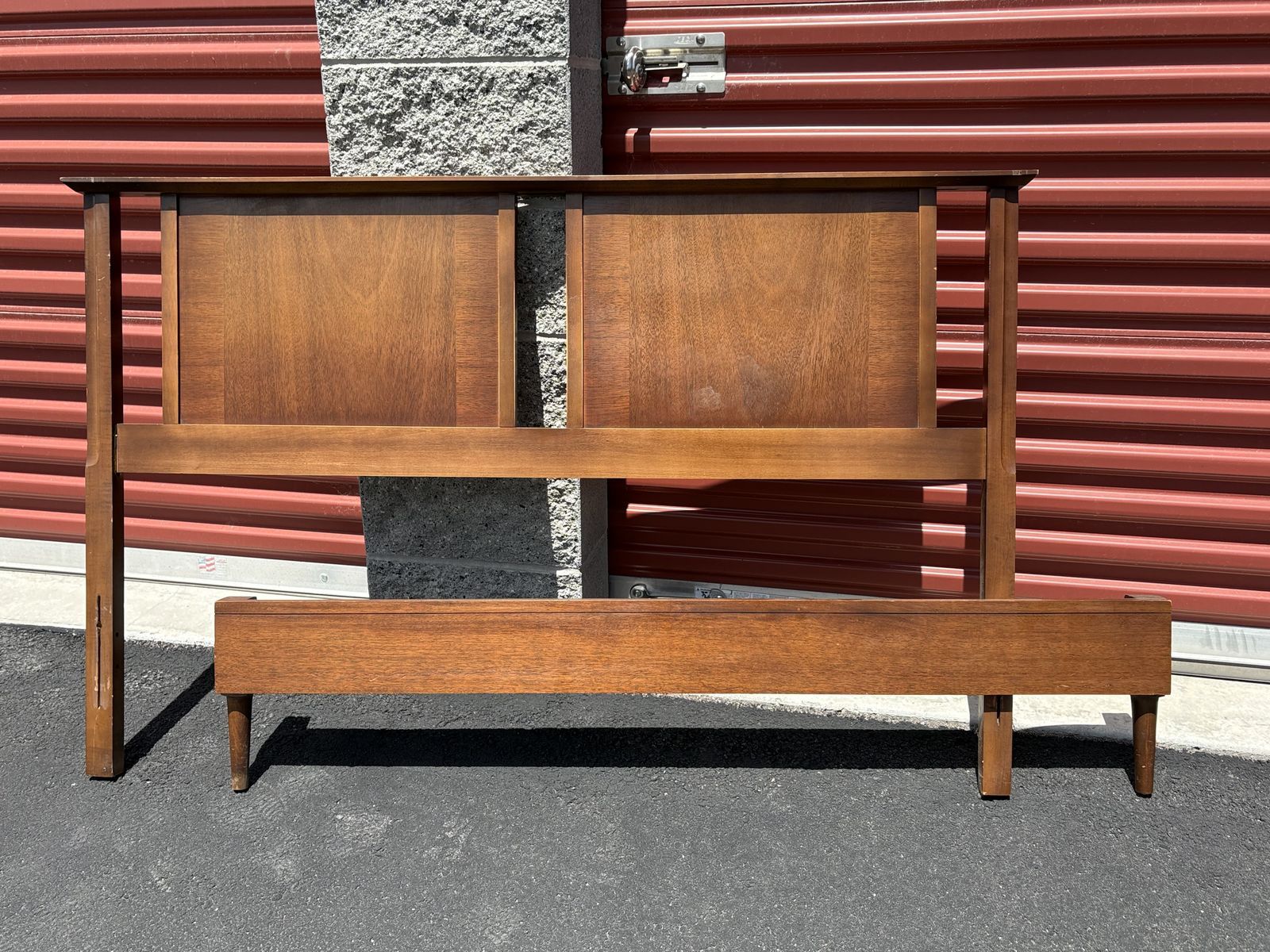 Mid Century Modern headboard, footboard, rails and frame MCM vintage Full size bedframe