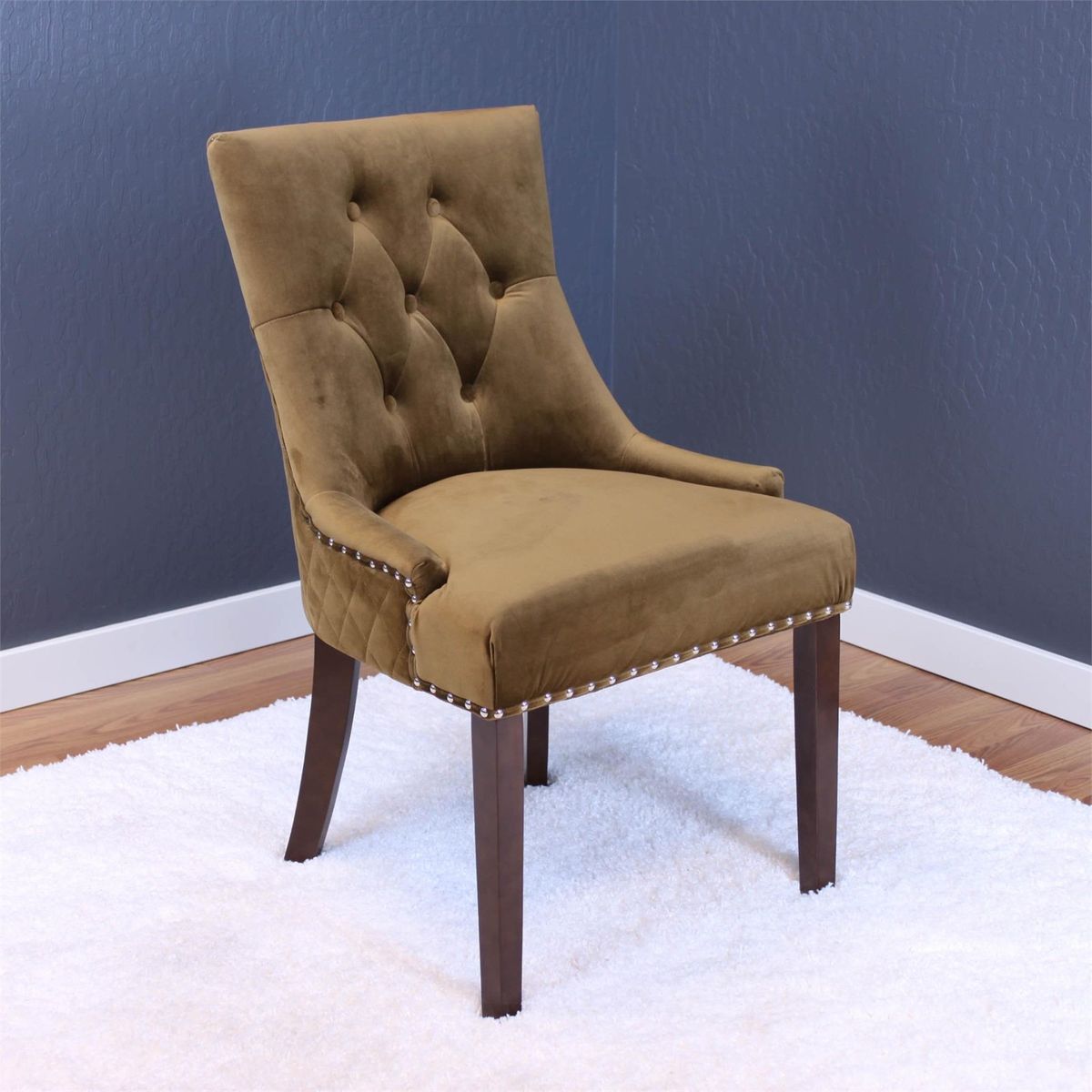 Set of 2 - Brown Sugar Velvet Tufted Dining Chairs