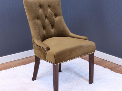 Set of 2 - Brown Sugar Velvet Tufted Dining Chairs