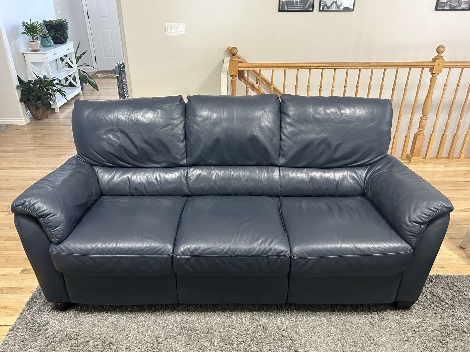 Blue Leather Sofa