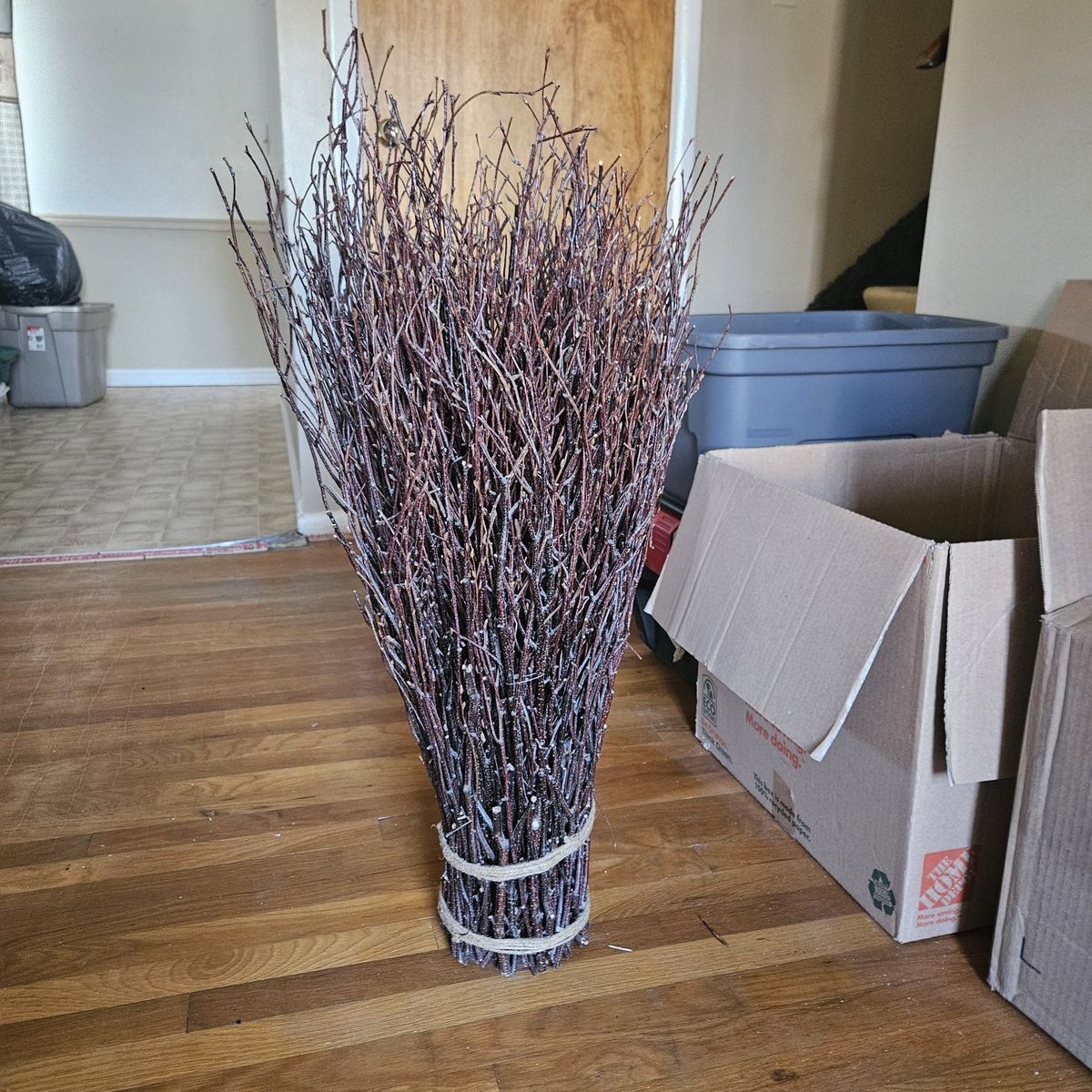 Bundle of twigs bound together decor