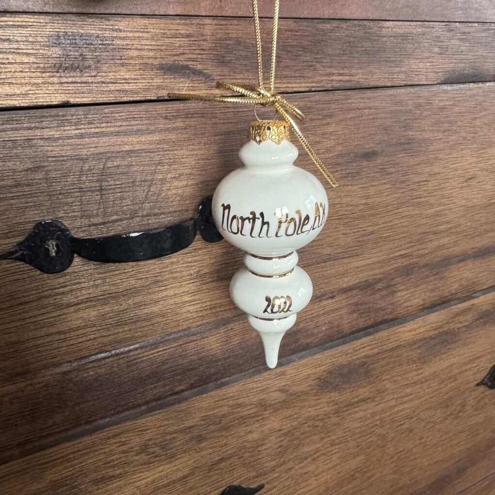 North Pole Alaska Gold Trim Christmas Ornament