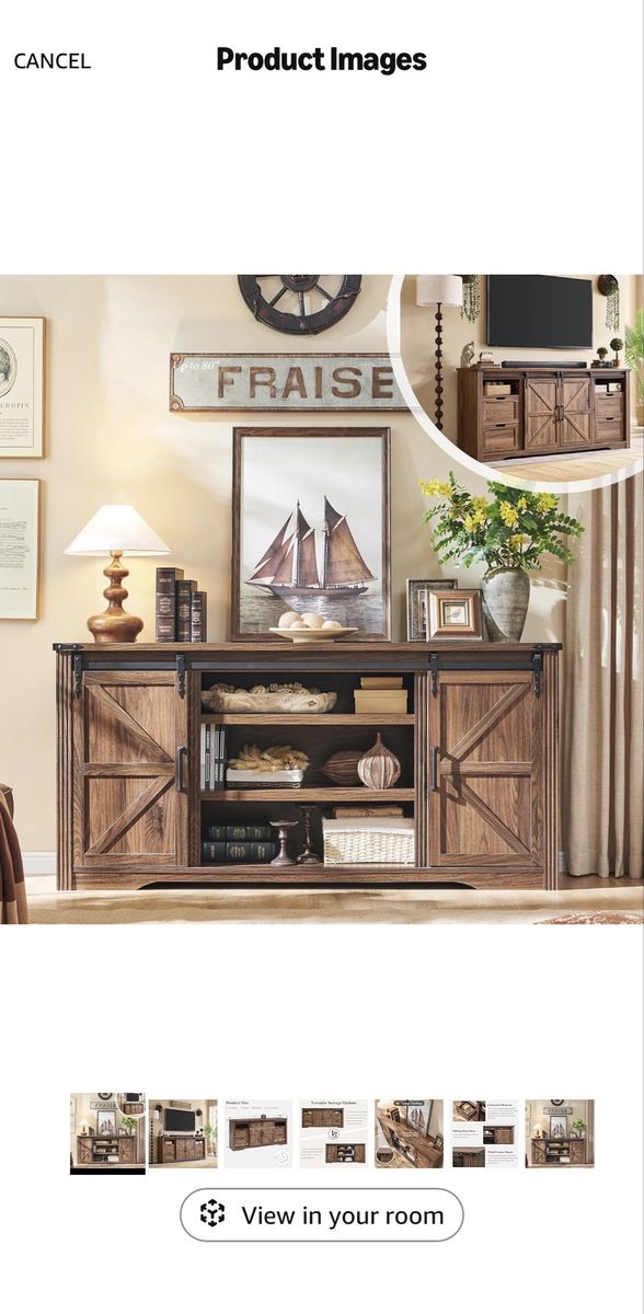 Farmhouse TV Stand 66" w/ Sliding Barn Door, 4 Drawers, & Storage for 75+" TVs - Dark Brown