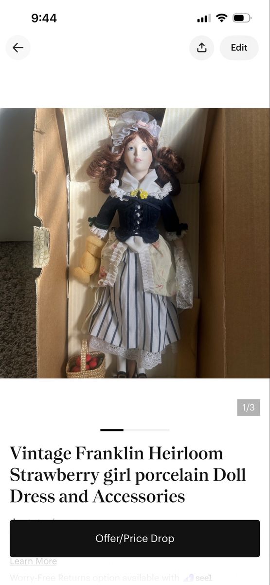 Vintage Franklin Heirloom Porcelain Doll