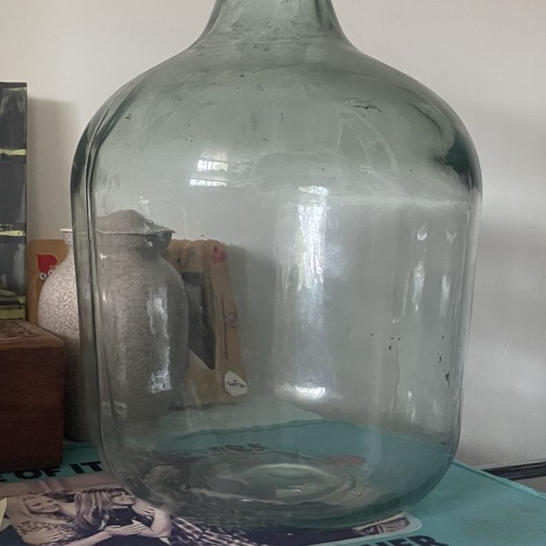 Large Thick Glass Decorative Jug/ Vase