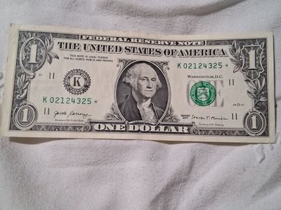 Series 2017 $1 Star Note Federal Reserve Note Dollar Bill