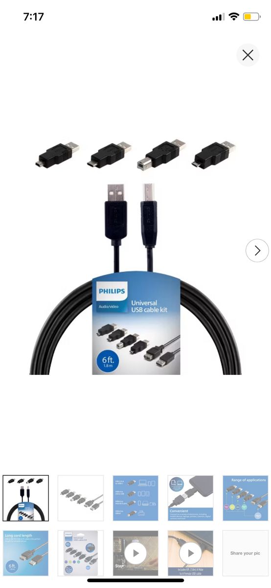 Philips 6ft USB 2.0 Universal Kit with USB-C,