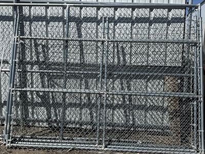 Used galvanized chain link double gate 20' X 6' + barb