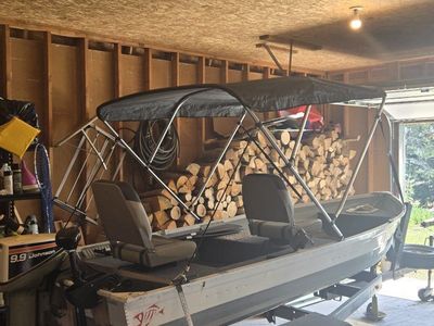 Aluminum Fishing Boat with Trailer, Bimini Top, and Swivel Seats