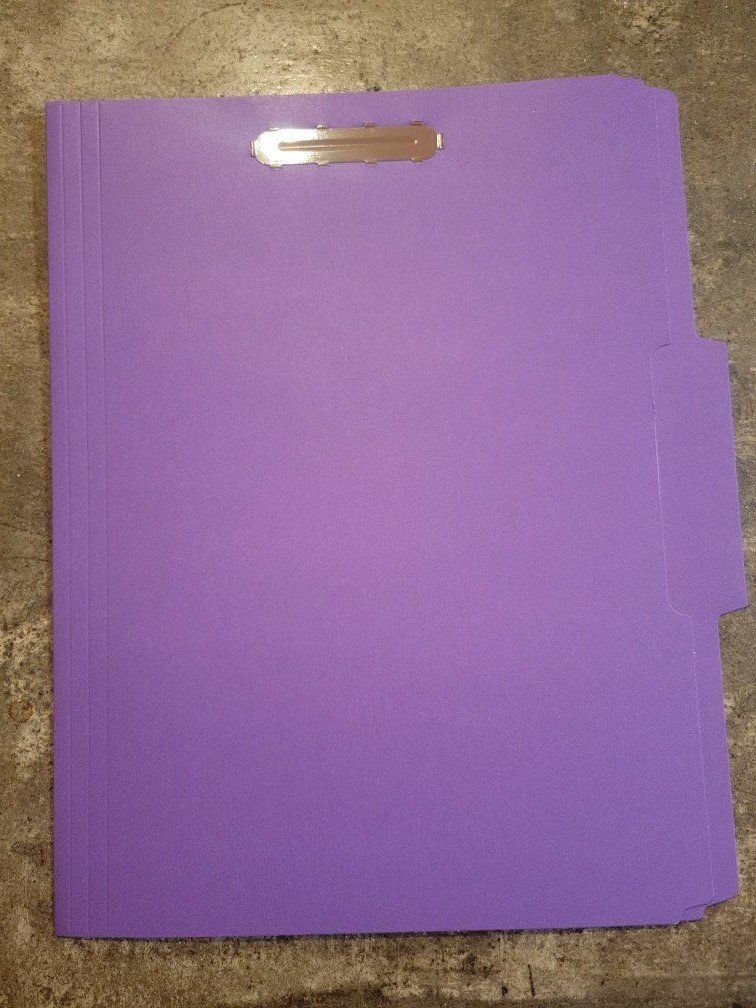 Purple folders with prongs