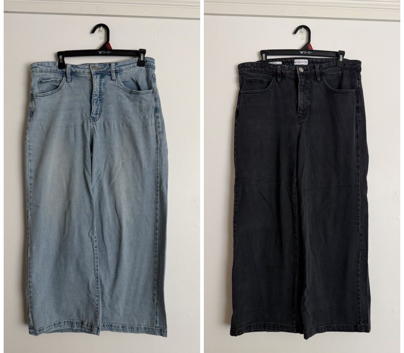 Avaya Size 16 Wide Leg Denim Jeans - Light Wash & Black Wash