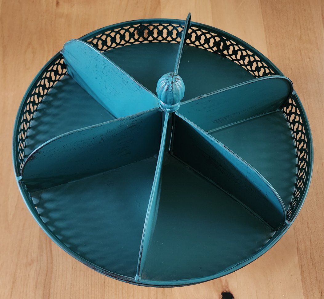 Vintage Verdigris Metal Lazy Susan Organizer