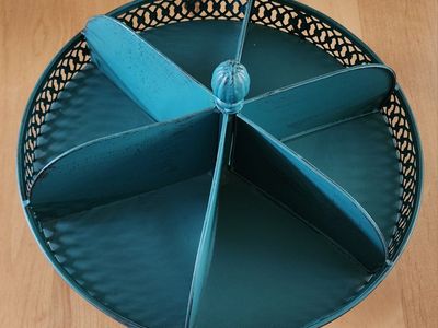 Vintage Verdigris Metal Lazy Susan Organizer