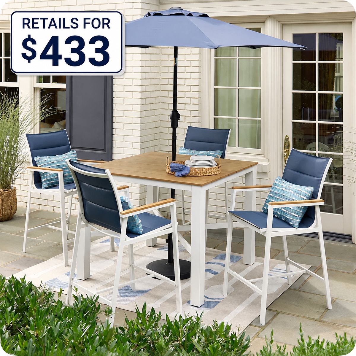 NEW! Style Selections Waterline Set of 4 High Dining Chairs