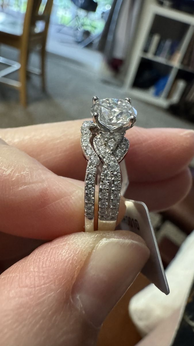 S925 Silver Moissanite Ring Set - 1.85CT Center Stone, Size 7 - Engagement/Wedding Band