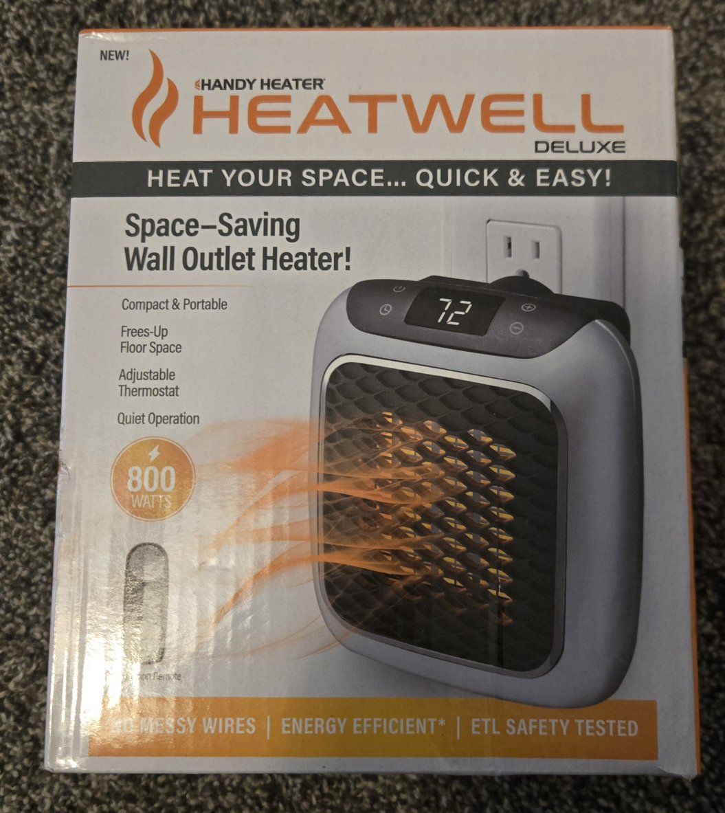 NEW Handy Heater Wall Outlet Heater 800 Watts