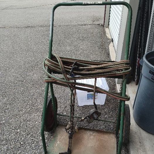 Heavy Duty Welding Cart with Hoses and Torch - Industrial Equipment
