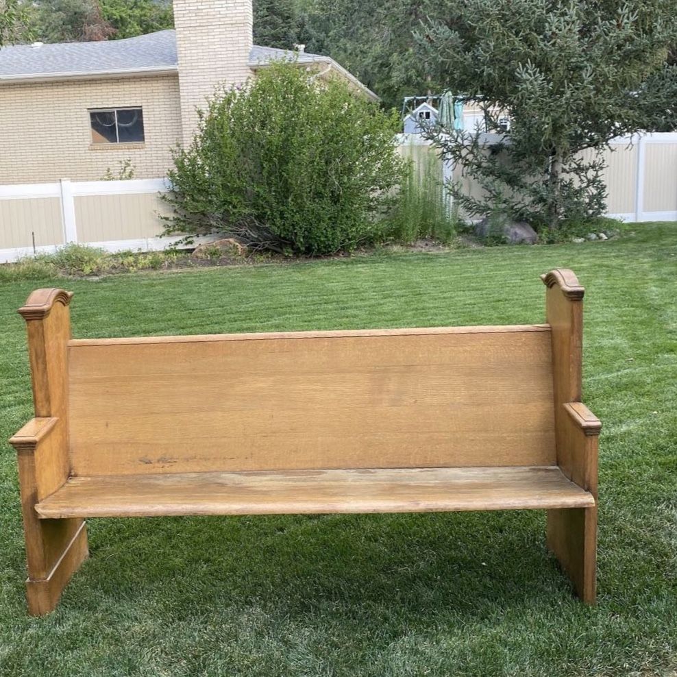 Vintage Solid Wood Church Pew Bench - Antique Seating