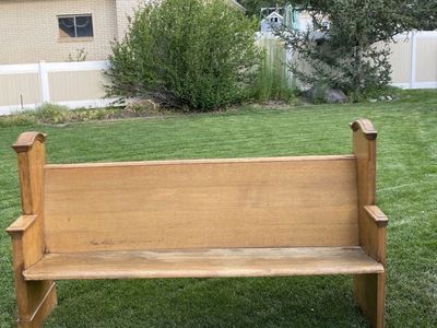 Vintage Solid Wood Church Pew Bench - Antique Seating