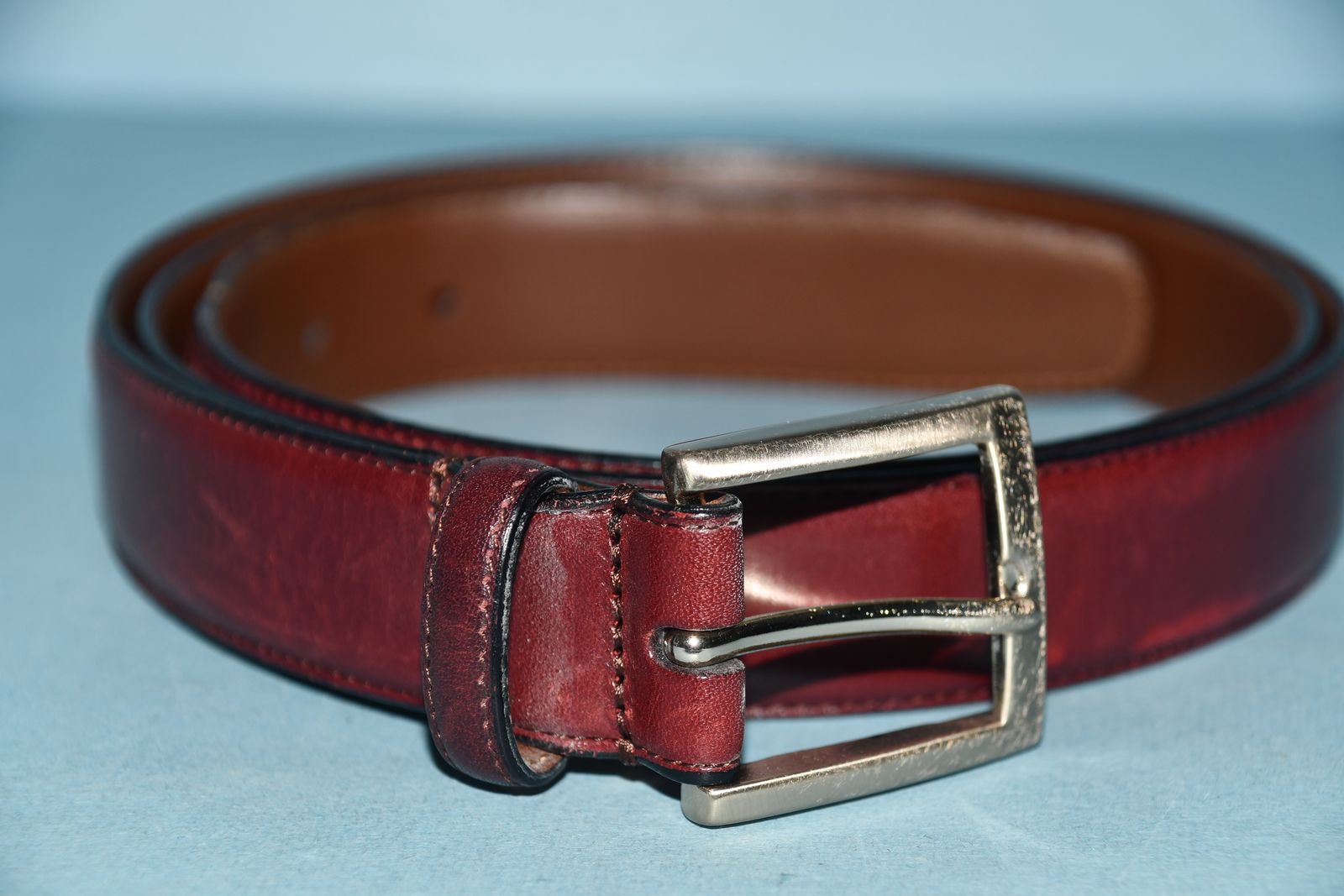 MEN'S BROWN BELT ~ SIZE 42 ~ FULL GRAIN ITALIAN LEATHER ~ MADE in ITALY ~ BELT WIDTH 1" ~ SILVER HARDWARE
