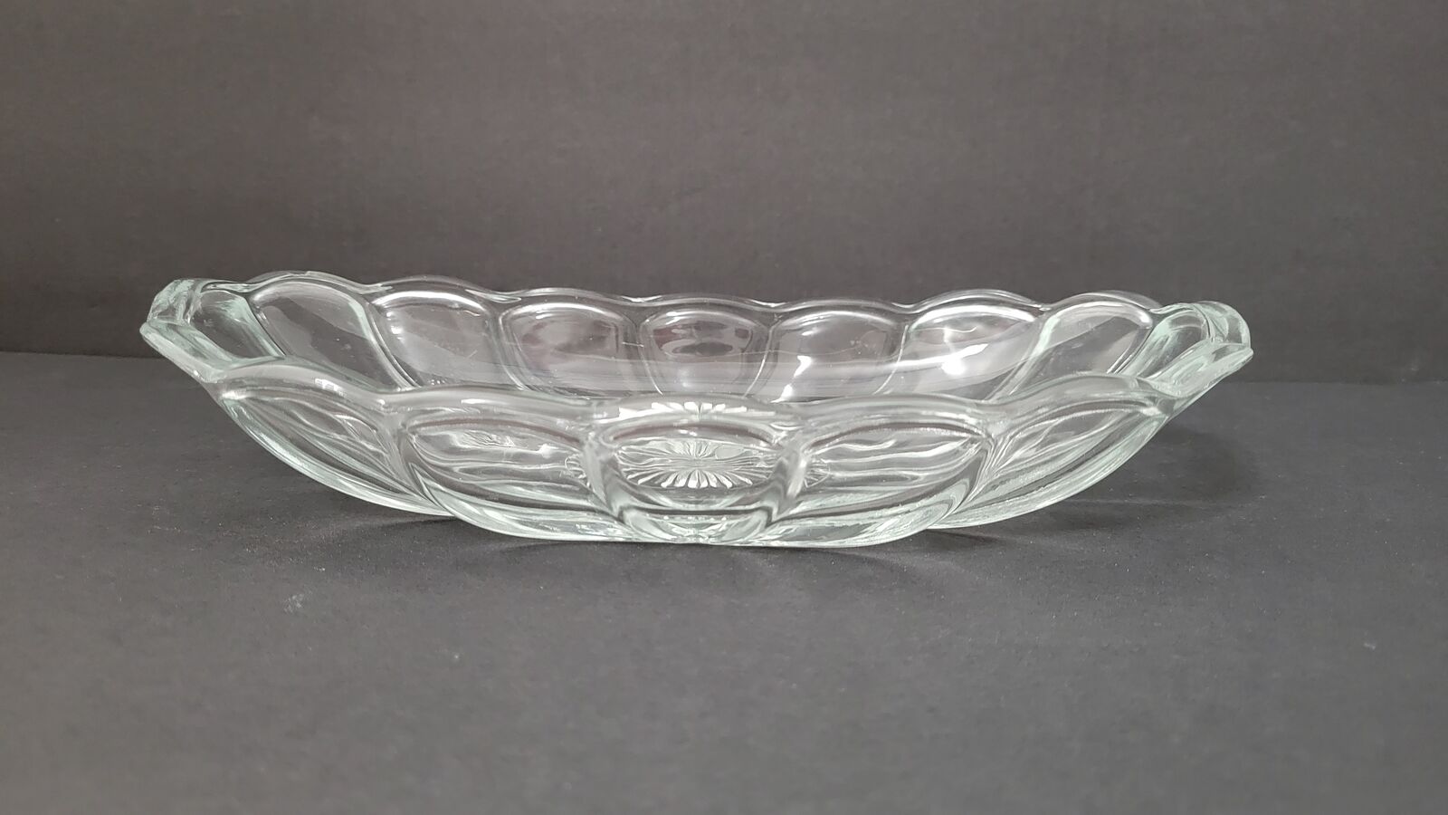 Vintage oblong starburst scalloped edge dish