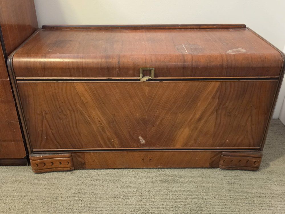 Vintage Wood Blanket Chest / Storage Trunk