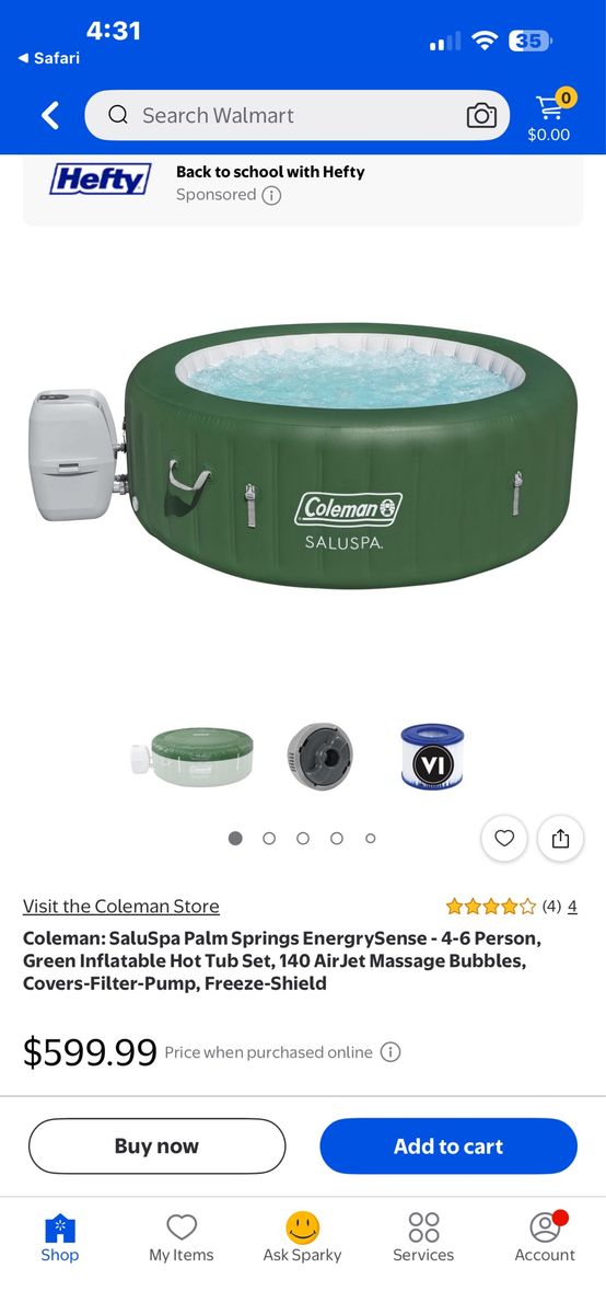 Coleman SaluSpa Palm Springs EnergySense Inflatable Hot Tub Set - Green