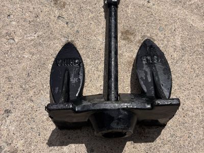 15lb Heavy Duty Navy Style Boat Anchor with Chain - Durable Black Cast Iron for Watercraft