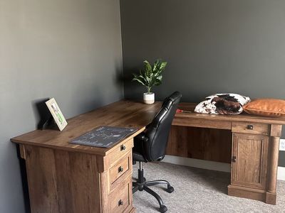 Spacious Wood Grain L-Shaped Office Desk with Storage - Used Good Condition
