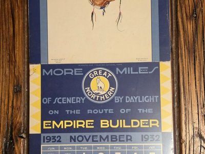 1932 Great Northern Calendar With Blackfeet Chief
