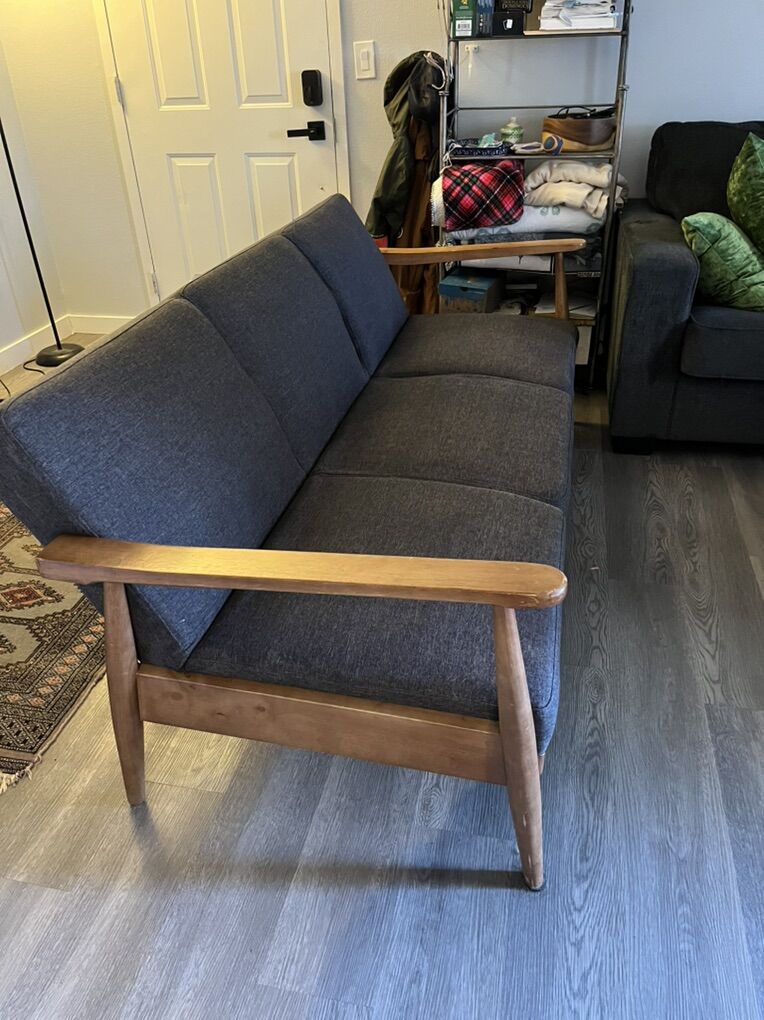 Grey Couch Mid Century Modern / Futon