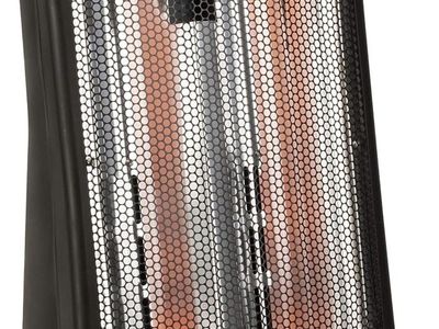 1500W Black Infrared Quartz Heater, Adjustable Thermostat, Dual Heat Settings (High/Low), 23" Tall