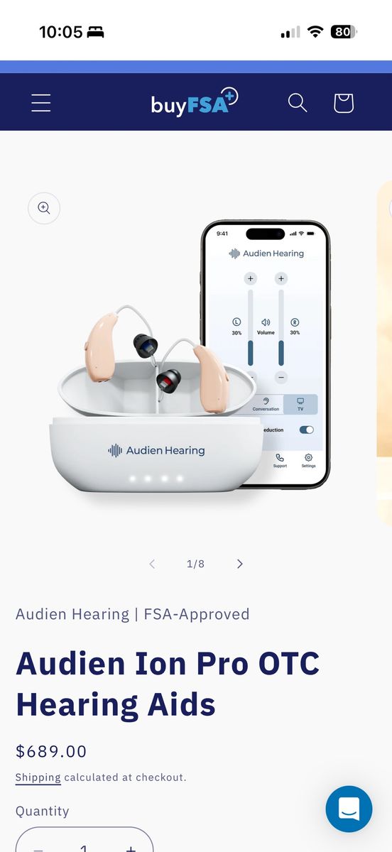 Audien Hearing Ion Pro OTC Hearing Aids - FSA Approved, Bluetooth & Noise Cancellation