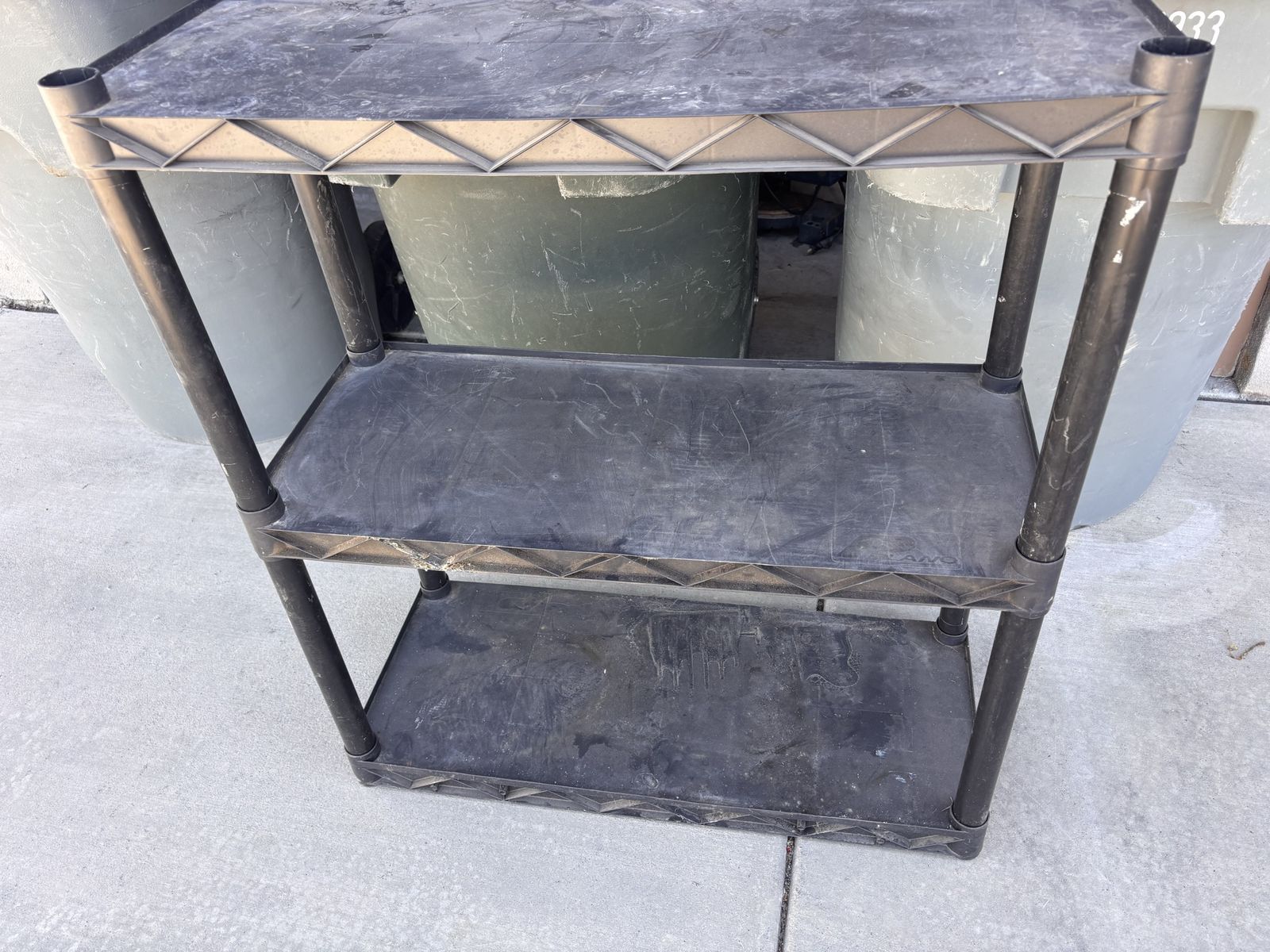 3 level plastic shelving unit 36” wide