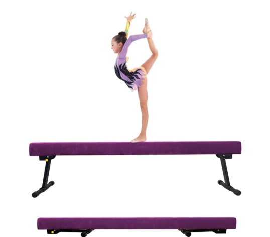 Adjustable & Foldable Gymnastics Balance Beam, 8ft High-Low Level Floor Gymnastic Beam, No Tools Required Gym Equipment
