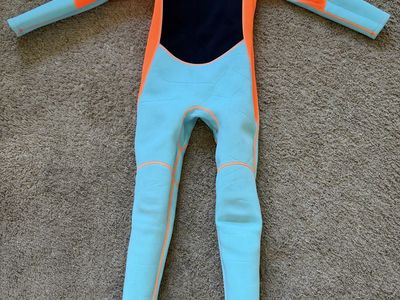 Kids Wetsuit Size 12 Orange/Blue Neoprene Full Body - EXCELLENT Condition