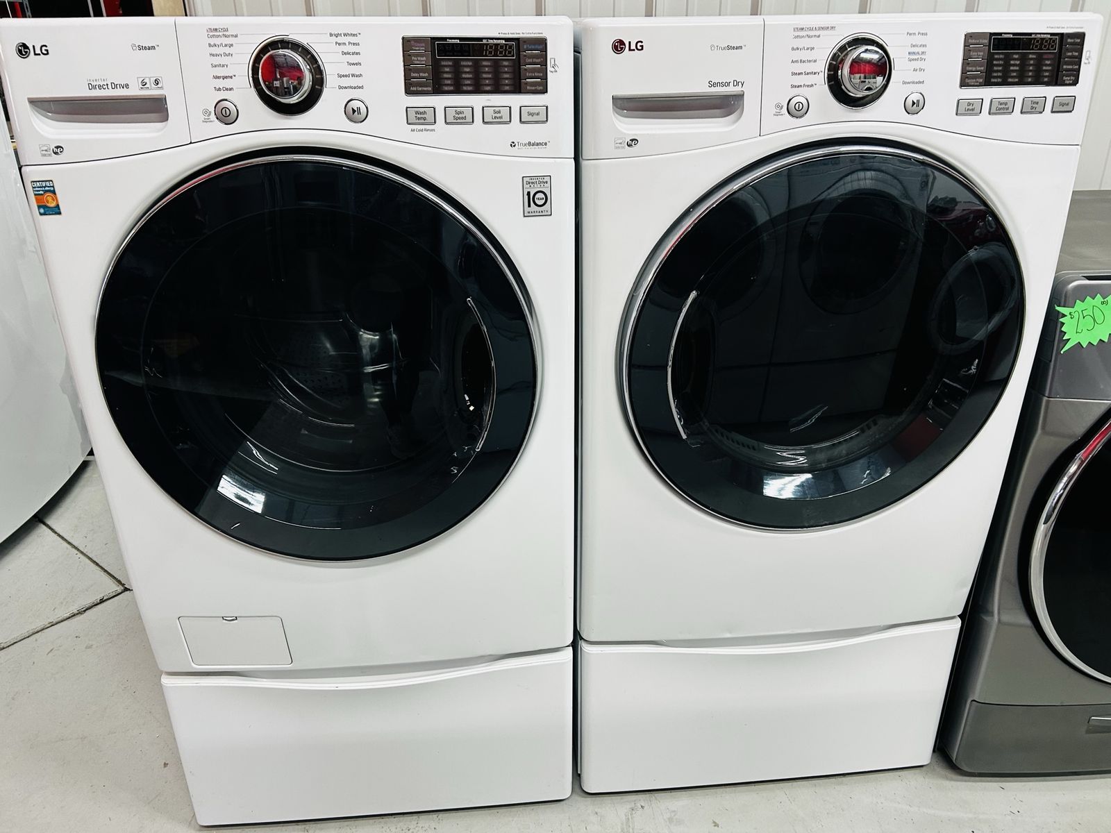 Lg Steam Gas Front Load Set With Pedestals