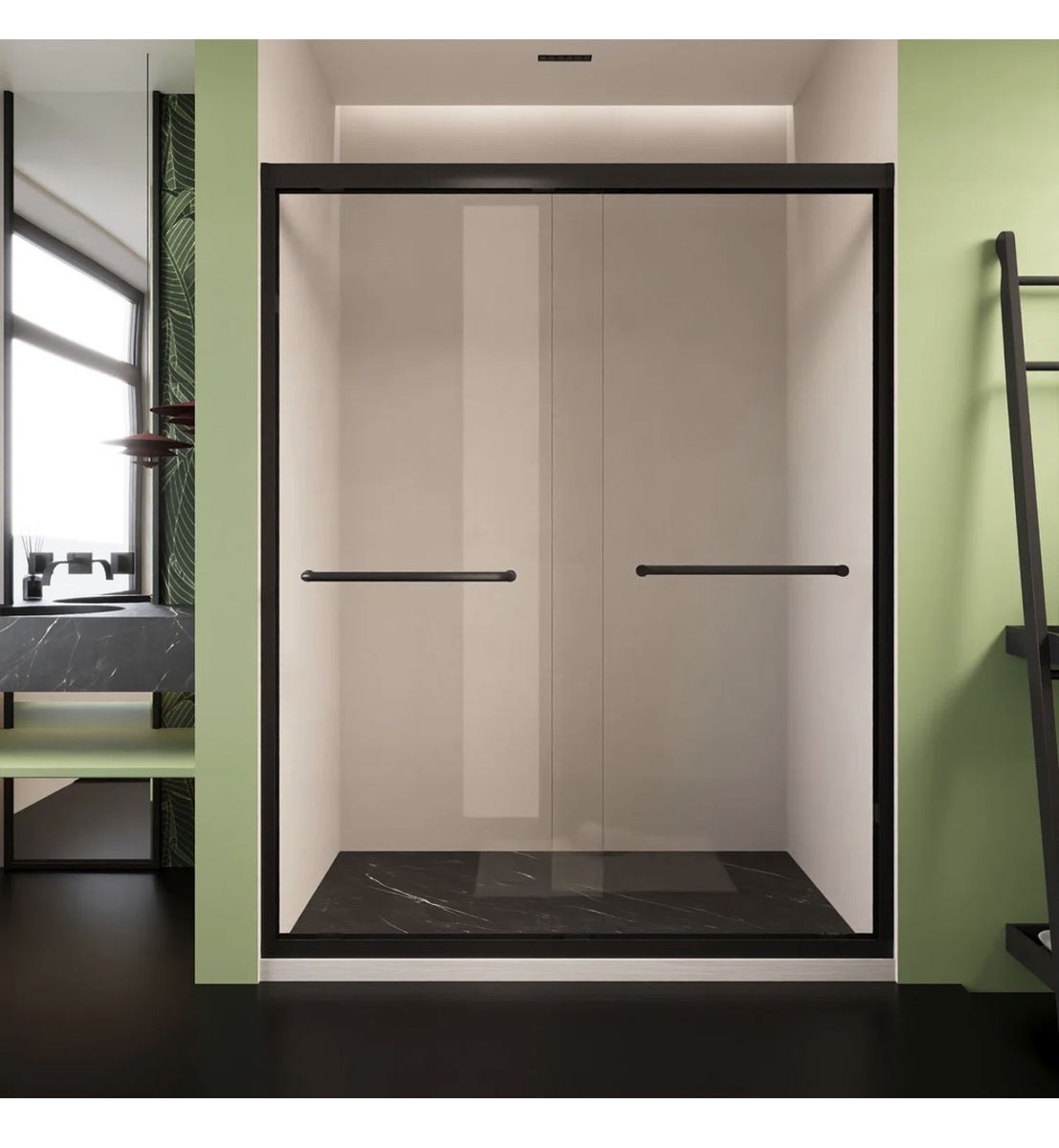 56 60 in. W x 72 in. H Framed Sliding Shower Door, 1/4 in. inch SGCC Tempered Glass
