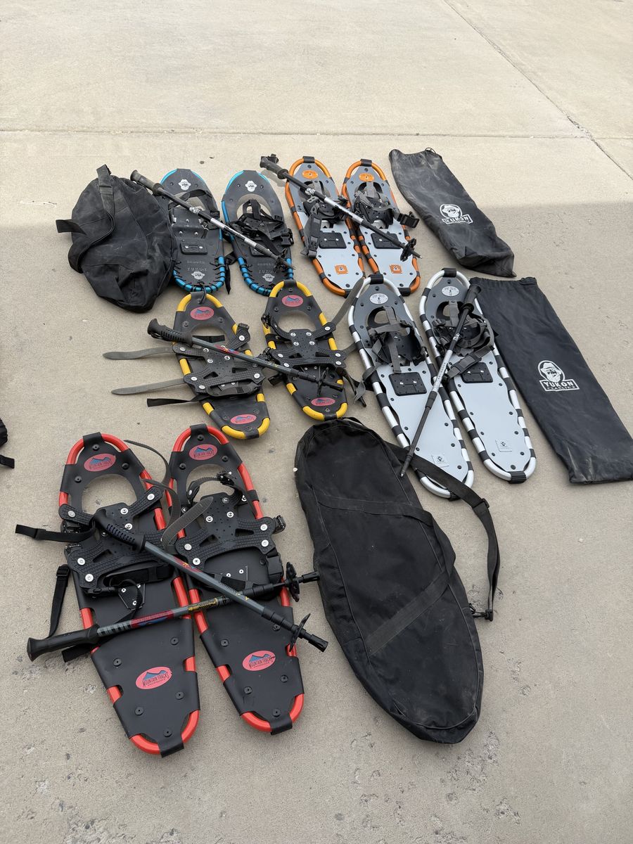 Yukon Charlie's Badger Snowshoes & Poles - Multiple Sets w/ Carry Bags - Great for Winter Hiking!