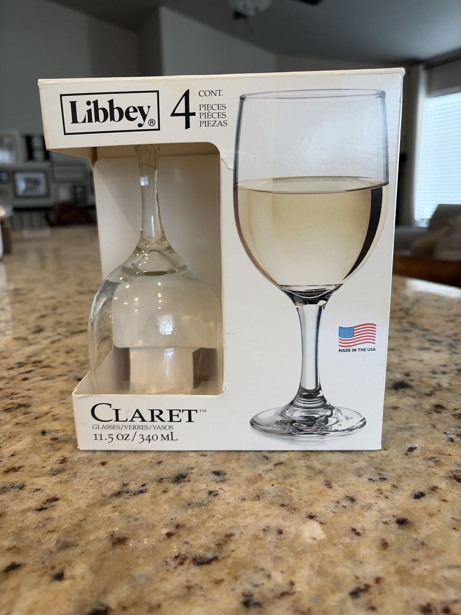 Libbey Claret 11.5oz Wine Glasses, Set of 4, Clear, Made in USA