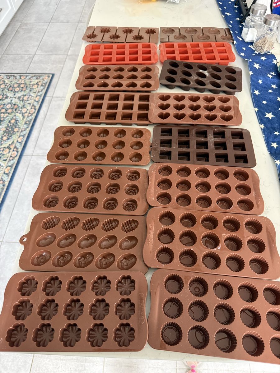 12-Piece Silicone Chocolate Candy Molds Assorted Shapes Baking Tray Set