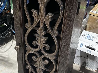 Rustic Solid Wood & Wrought Iron Accent Cabinet