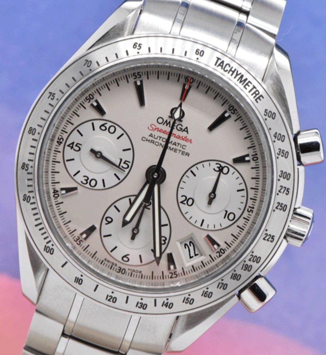 Omega Speedmaster Automatic Chronometer Silver Dial Watch with Box & Papers