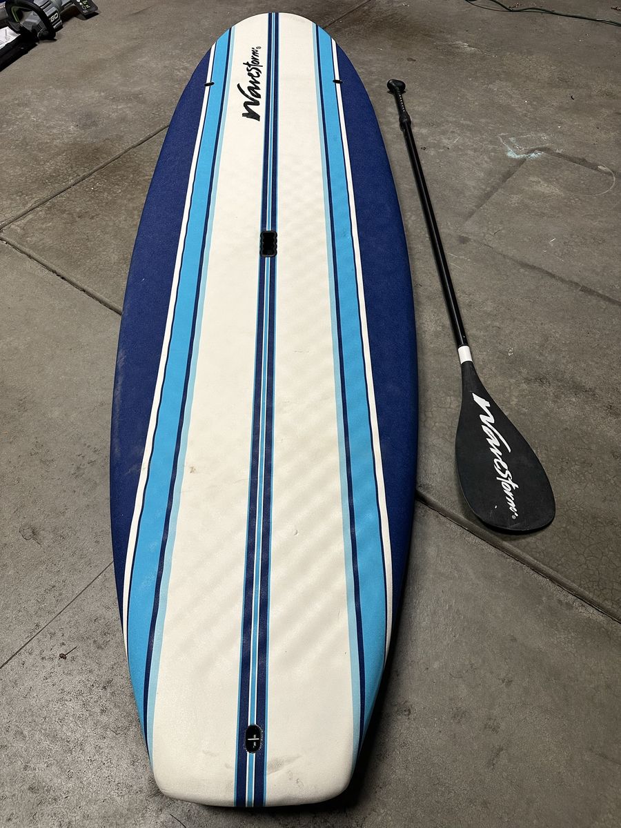Wavestorm Stand-Up Paddleboard (SUP) & Paddle - Blue/White Striped