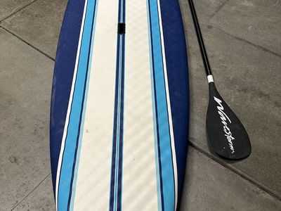 Wavestorm Stand-Up Paddleboard (SUP) & Paddle - Blue/White Striped