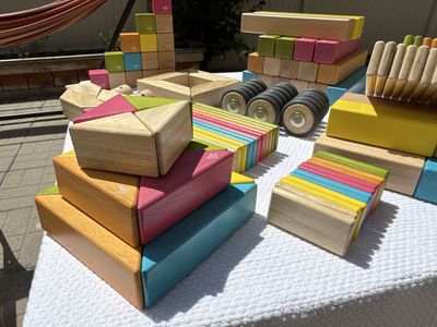 Tegu Huge Magnetic Wooden Building Block Set. Over 120 Pieces for Creative Play 🧲