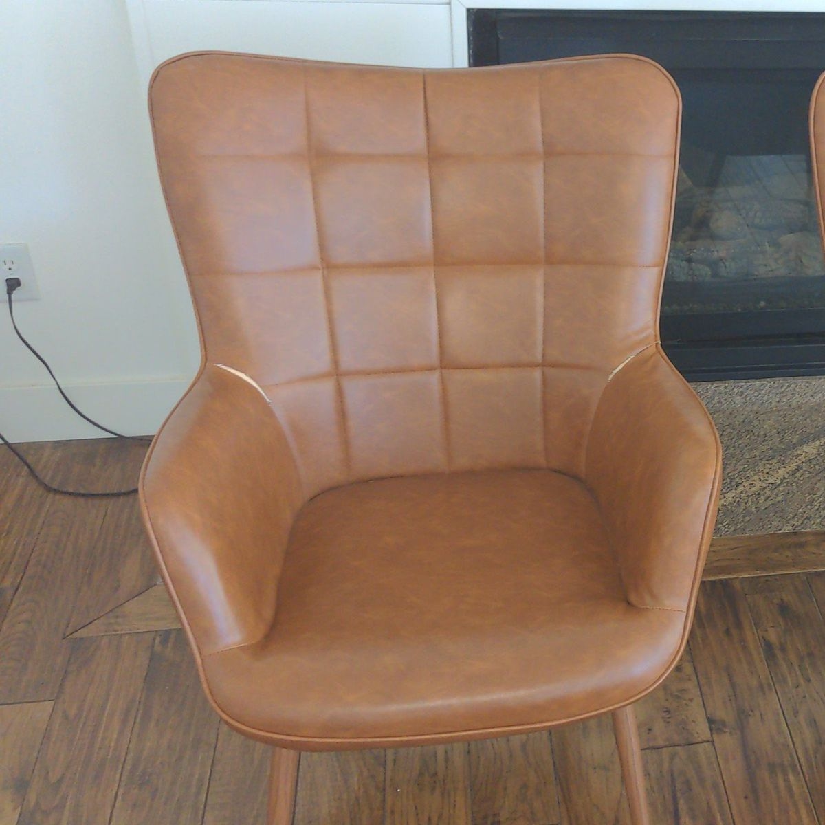 two matching  Wayfair brown wingback accent chairs