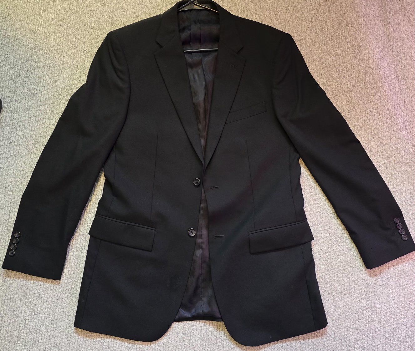 Pronto Uomo Platinum Traveller Performance Wool Black Suit Jacket - Men's 38L