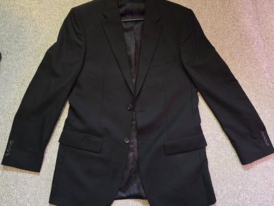 Pronto Uomo Platinum Traveller Performance Wool Black Suit Jacket - Men's 38L
