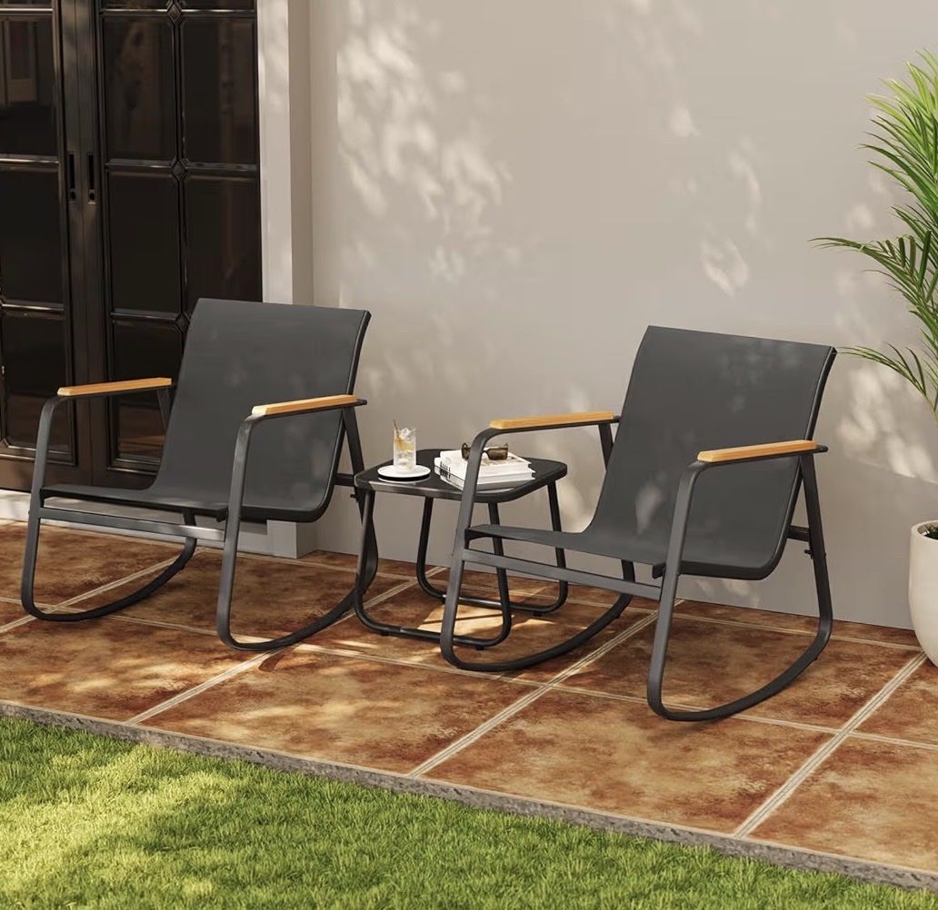 3-Piece Outdoor Rocking Bistro Set — Brand New Patio Set
